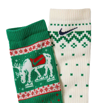 Multicoloured - Side - Nike Unisex Adult Christmas Crew Socks (Pack of 2)