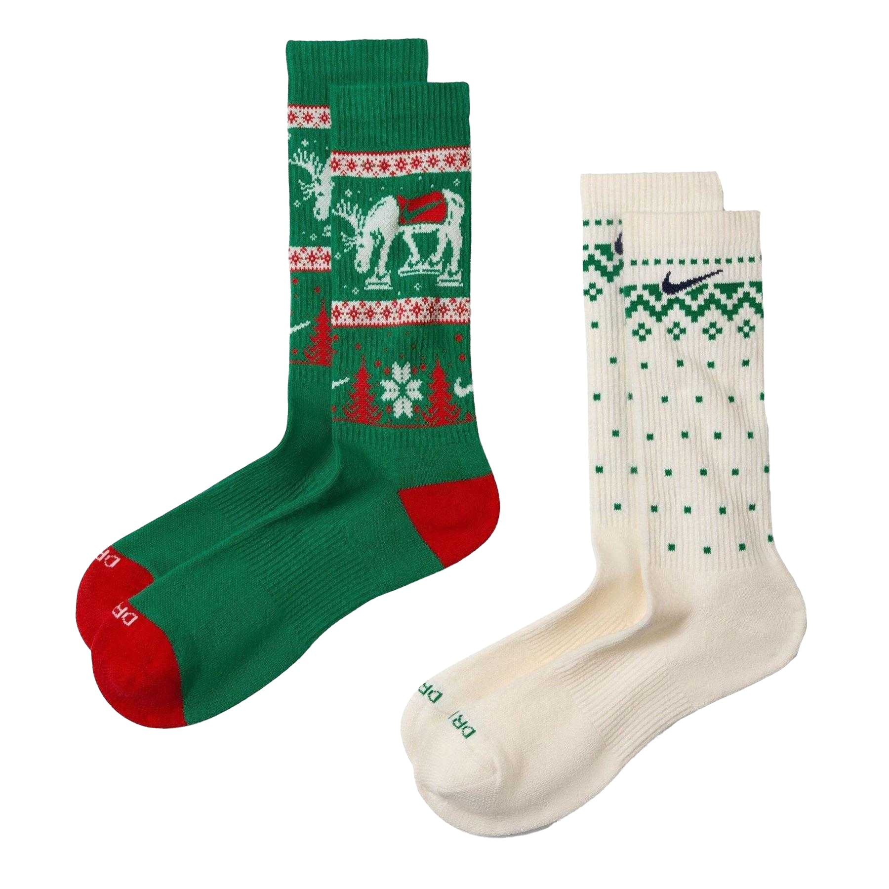 Multicoloured - Front - Nike Unisex Adult Christmas Crew Socks (Pack of 2)