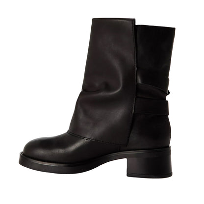Black - Back - Steve Madden Womens-Ladies Bonfire Trench Metallic Block Heel Ankle Boots