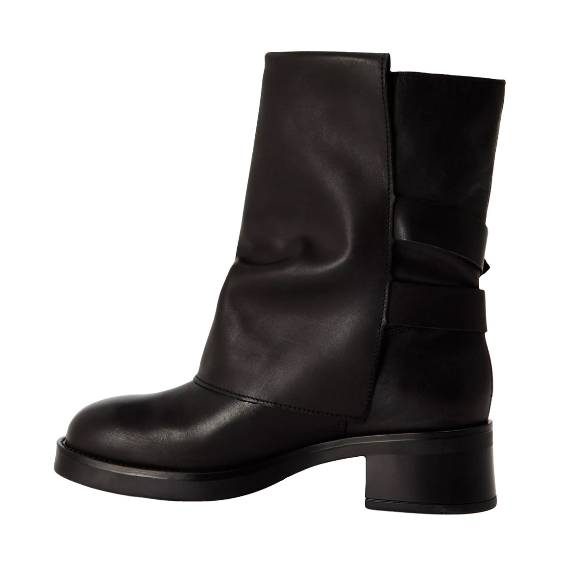 Black - Back - Steve Madden Womens-Ladies Bonfire Trench Metallic Block Heel Ankle Boots