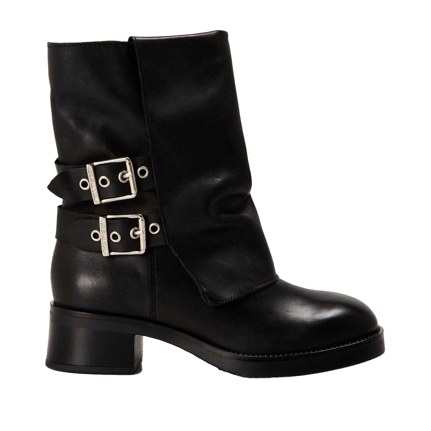 Black - Front - Steve Madden Womens-Ladies Bonfire Trench Metallic Block Heel Ankle Boots
