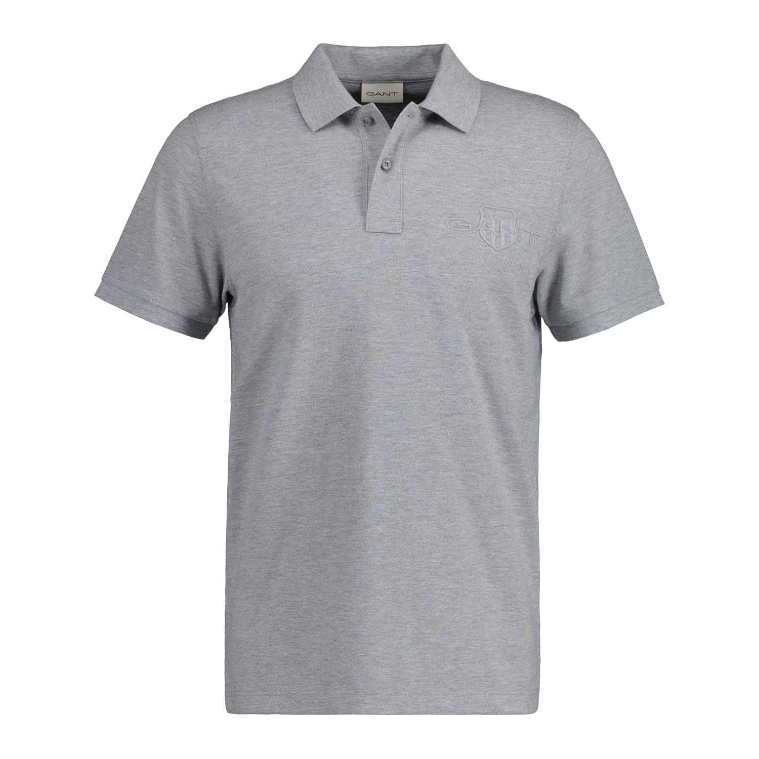 Grey - Front - Gant Mens Shield Tonal Polo Shirt