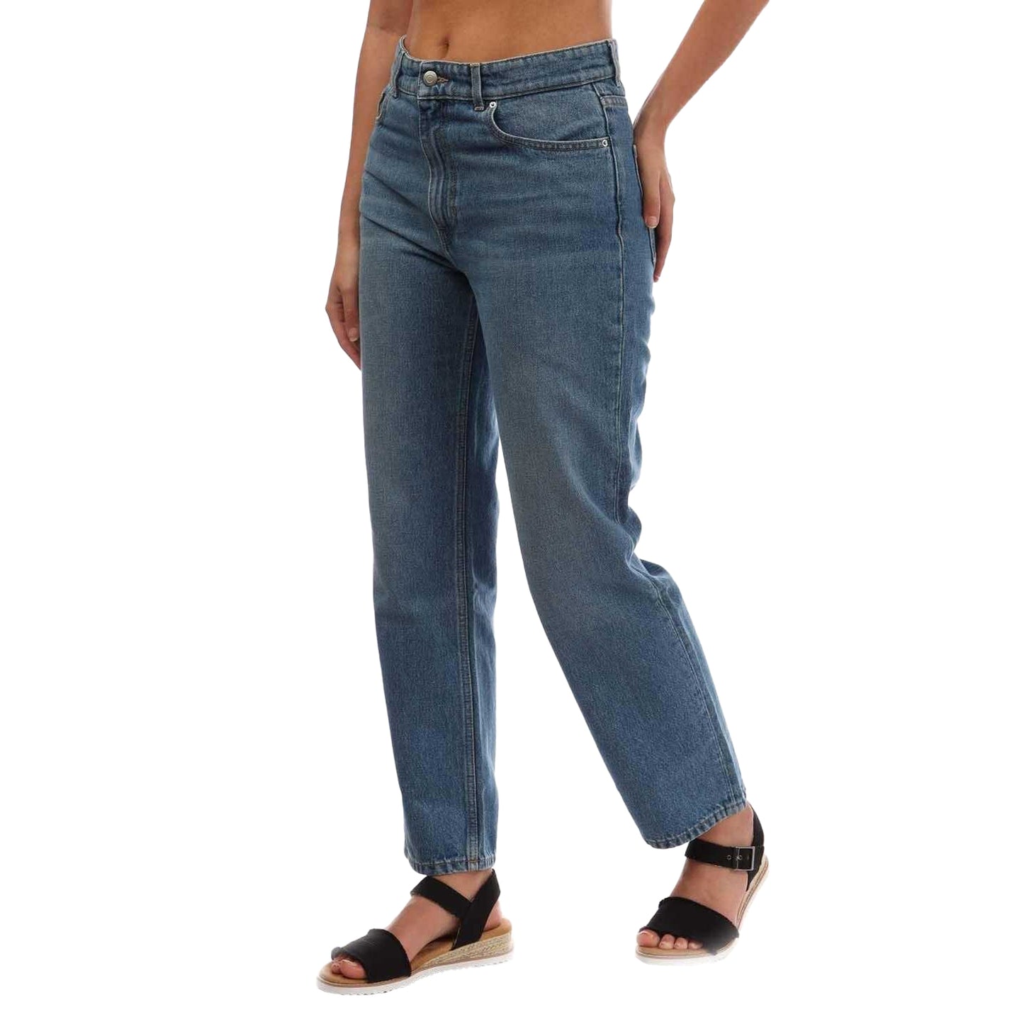 Blue - Side - Boss Womens-Ladies Cropped Straight Cut Jeans