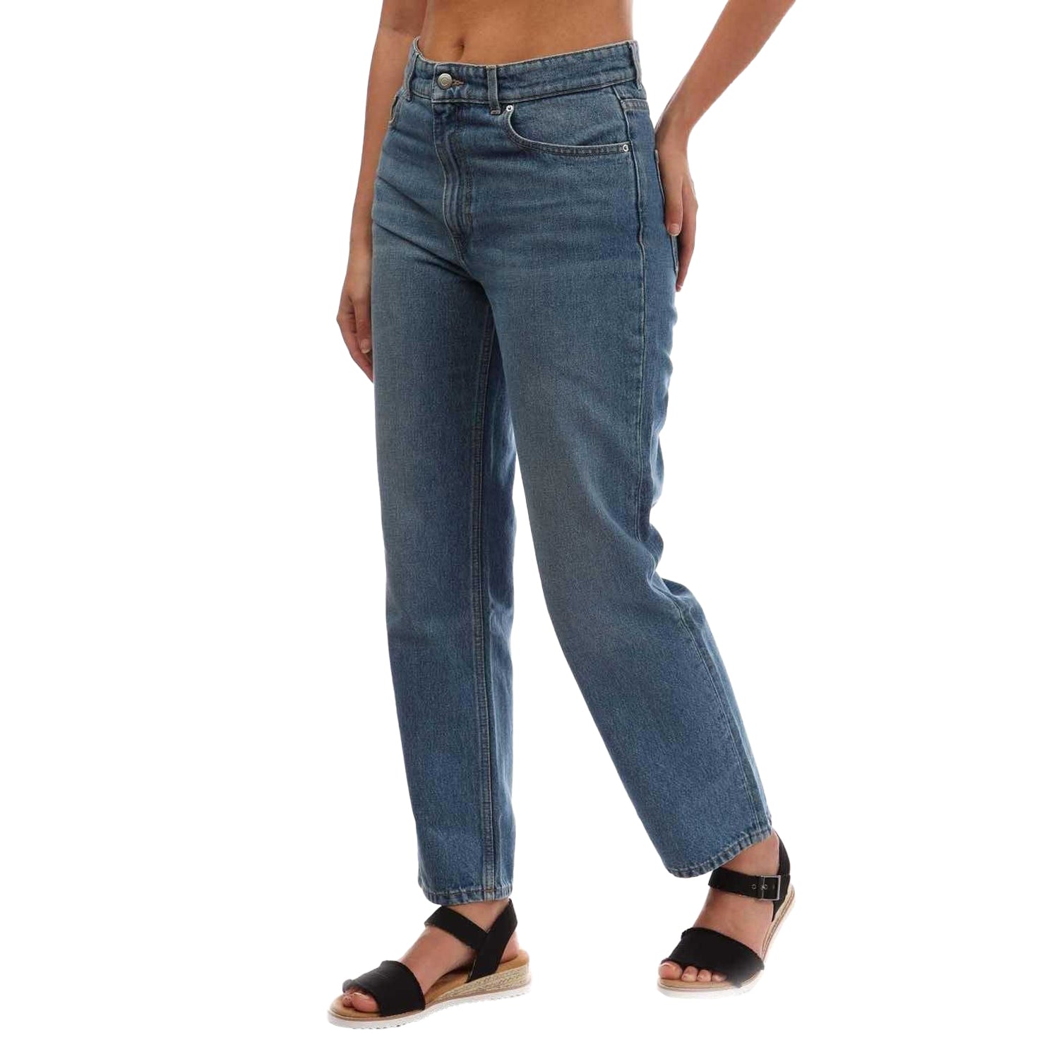Blue - Side - Boss Womens-Ladies Cropped Straight Cut Jeans
