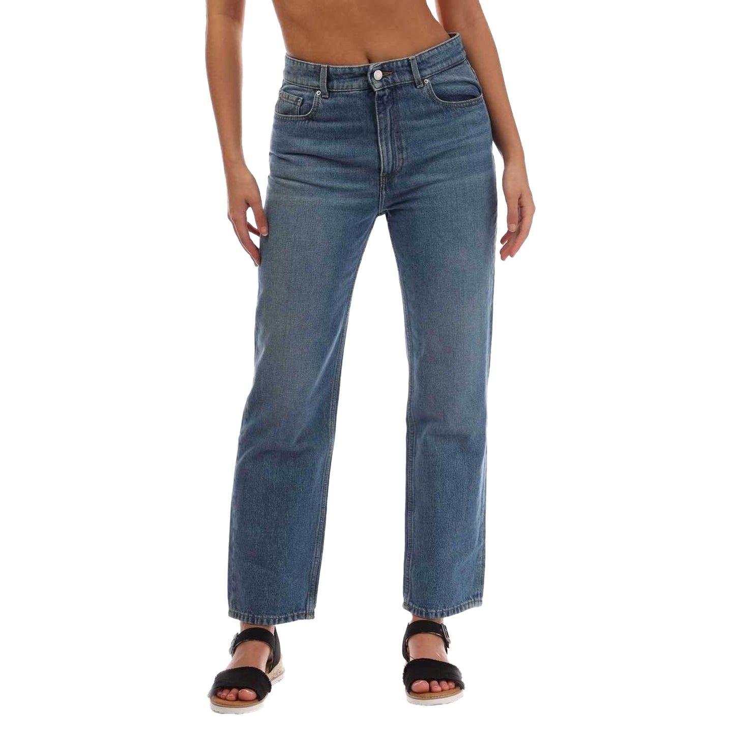 Blue - Front - Boss Womens-Ladies Cropped Straight Cut Jeans