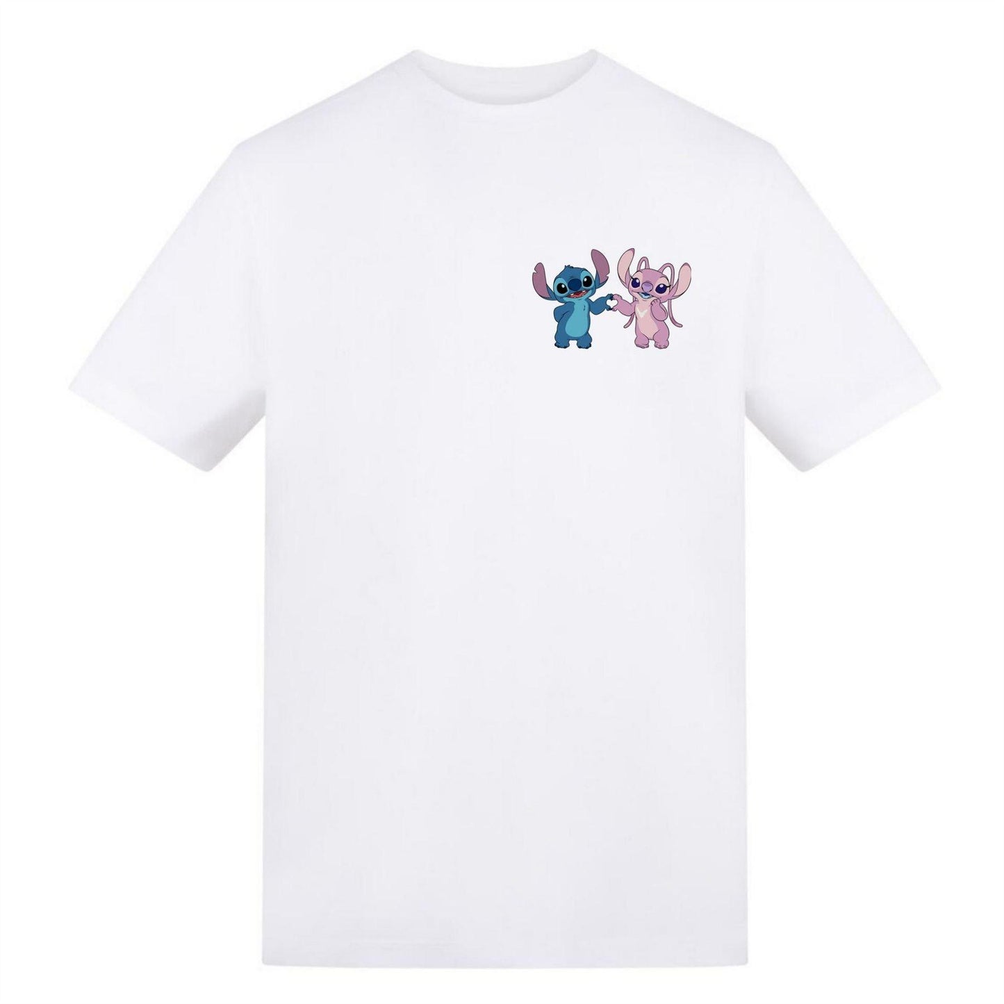White - Front - Lilo & Stitch Unisex Adult Stitch & Angel Heart Valentine`s Day T-Shirt
