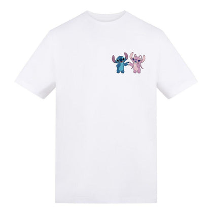 White - Front - Lilo & Stitch Unisex Adult Stitch & Angel Heart Valentine`s Day T-Shirt