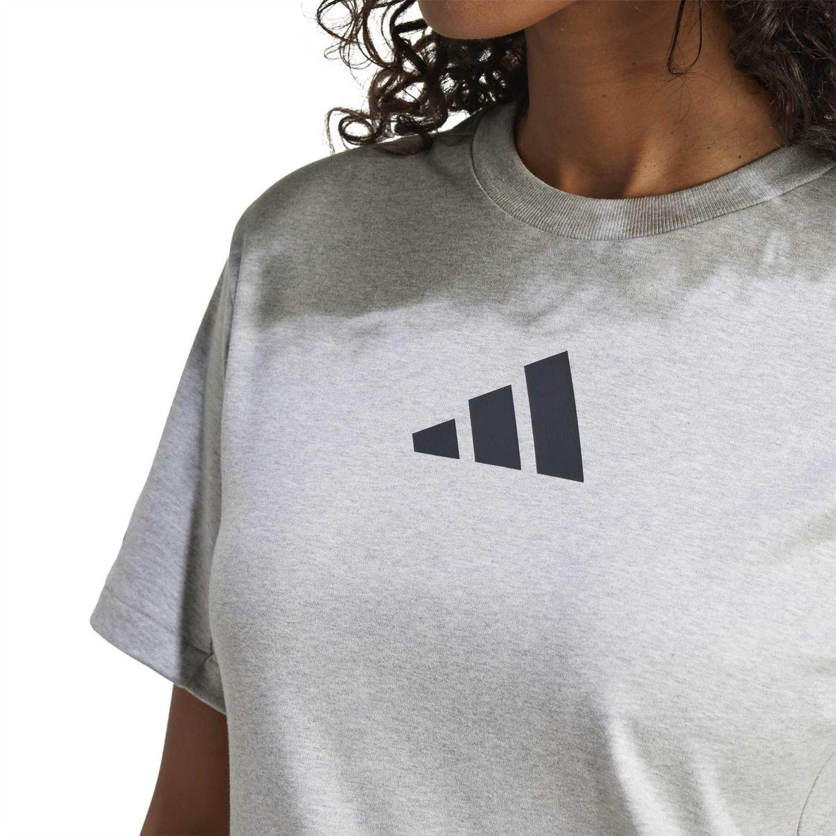 Medium Heather Grey - Side - Adidas Womens-Ladies Z.N.E. Logo T-Shirt