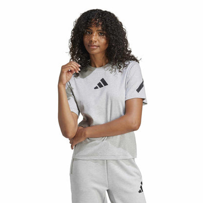 Medium Heather Grey - Pack Shot - Adidas Womens-Ladies Z.N.E. Logo T-Shirt