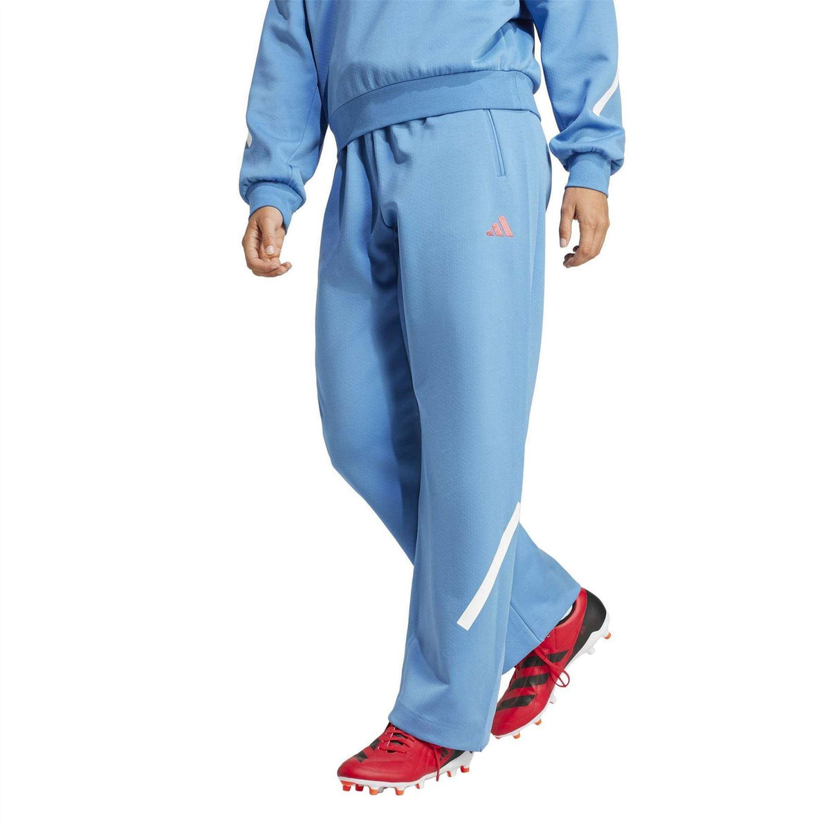 Blue - Pack Shot - Adidas Womens-Ladies Wide Leg Tracksuit Bottoms