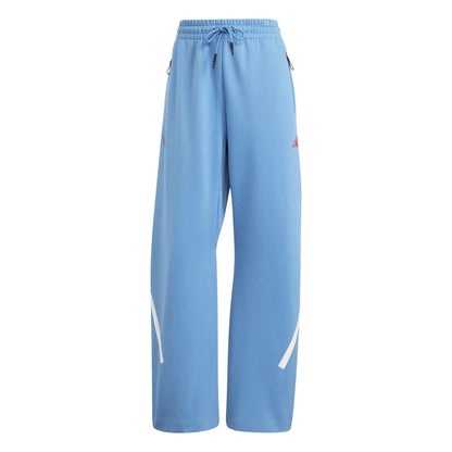 Blue - Front - Adidas Womens-Ladies Wide Leg Tracksuit Bottoms