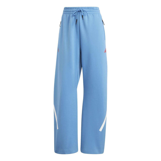 Blue - Front - Adidas Womens-Ladies Wide Leg Tracksuit Bottoms