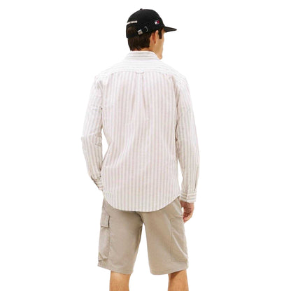 Mink - Back - Tommy Jeans Mens Oxford Long-Sleeved Button-Down Shirt