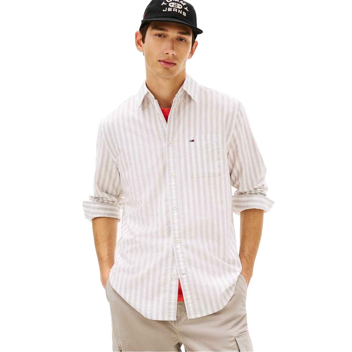 Mink - Lifestyle - Tommy Jeans Mens Oxford Long-Sleeved Button-Down Shirt