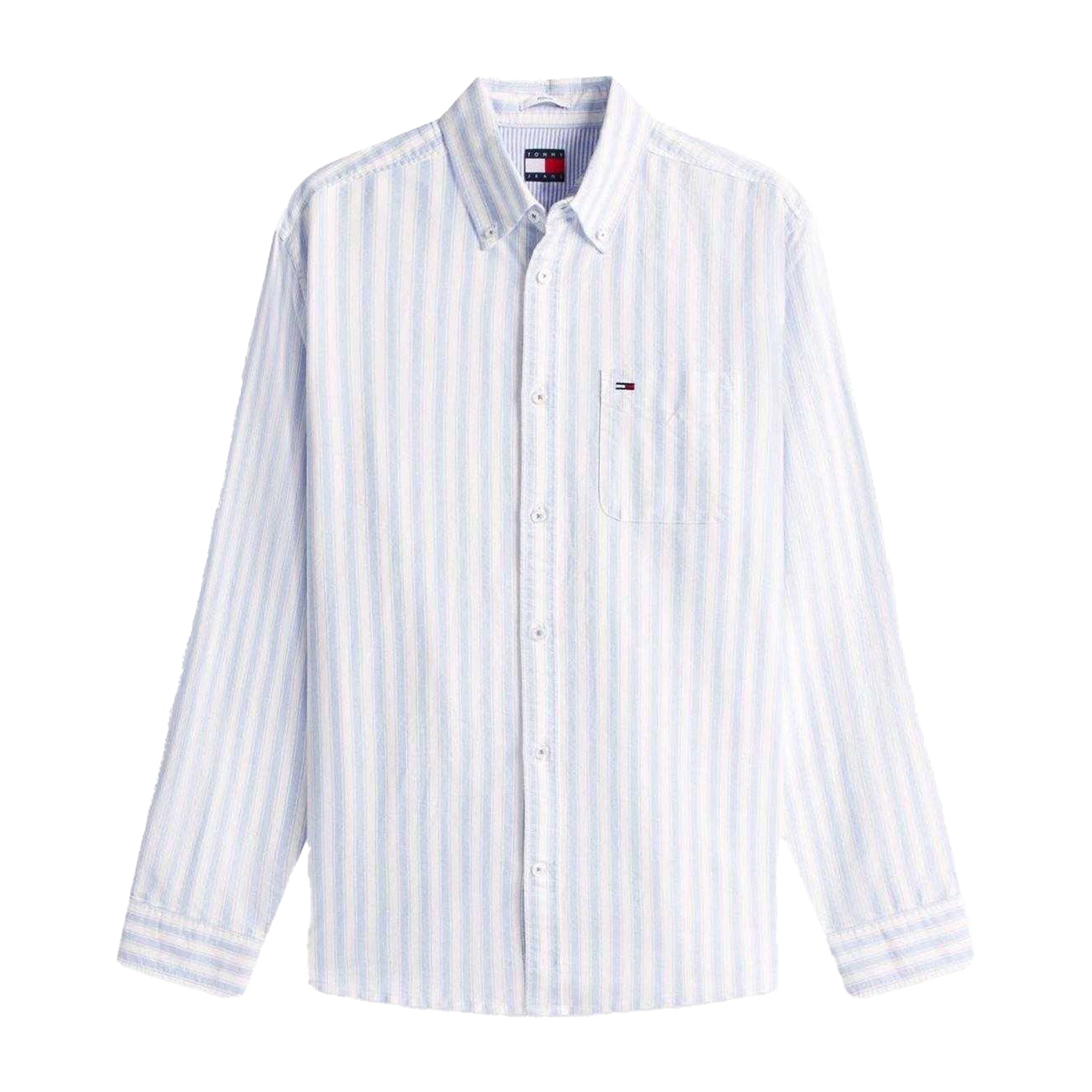 Twilight Blue - Front - Tommy Jeans Mens Oxford Long-Sleeved Button-Down Shirt