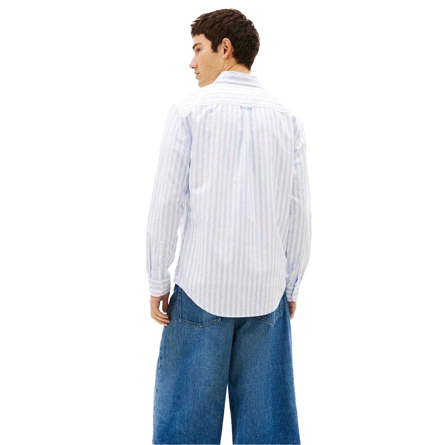 Twilight Blue - Back - Tommy Jeans Mens Oxford Long-Sleeved Button-Down Shirt
