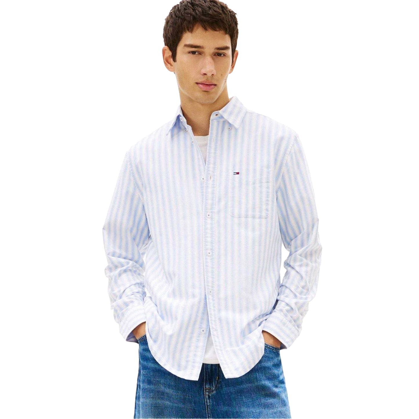 Twilight Blue - Lifestyle - Tommy Jeans Mens Oxford Long-Sleeved Button-Down Shirt