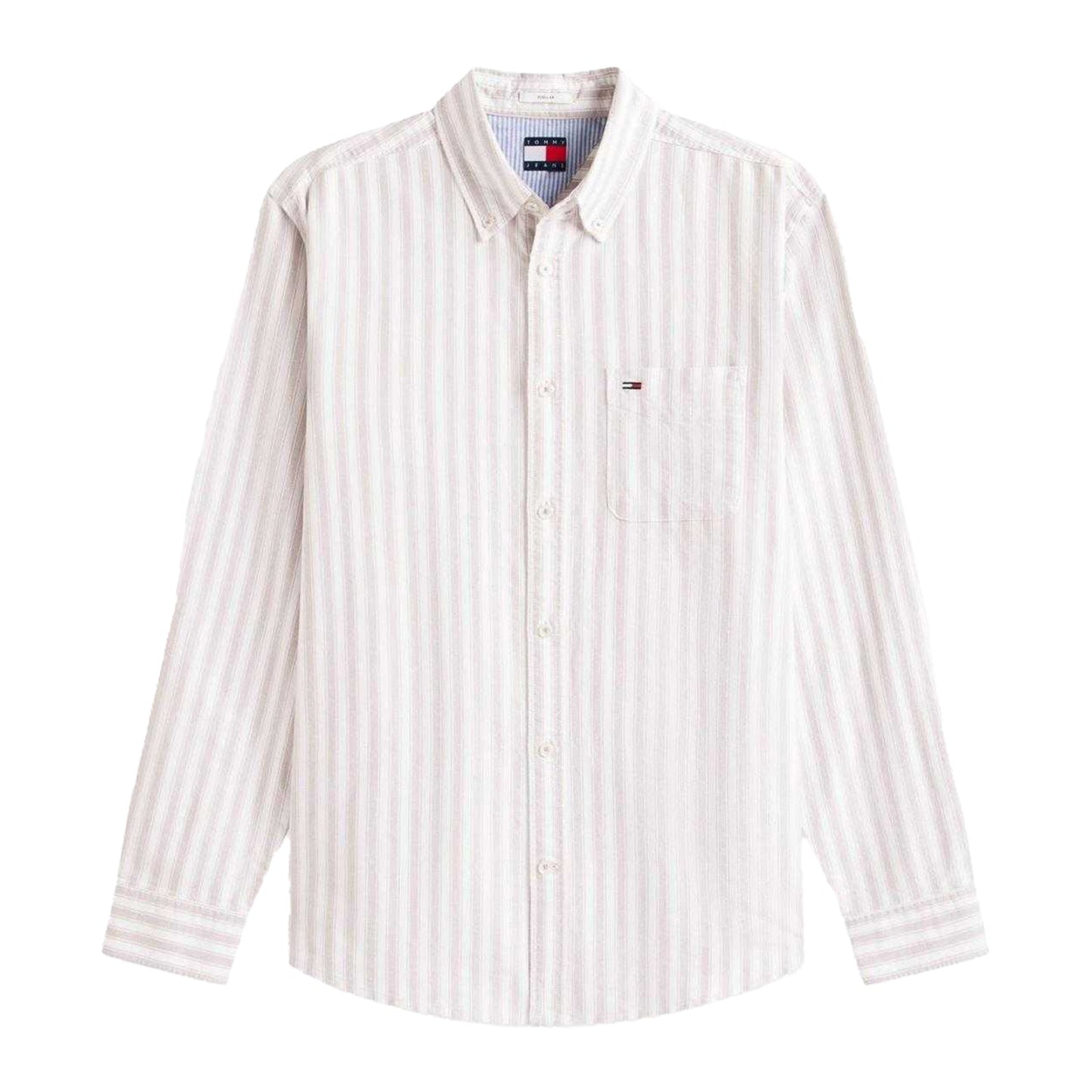 Mink - Front - Tommy Jeans Mens Oxford Long-Sleeved Button-Down Shirt