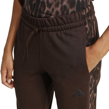 Coffee - Side - Adidas Womens-Ladies Leopard Print Joggers