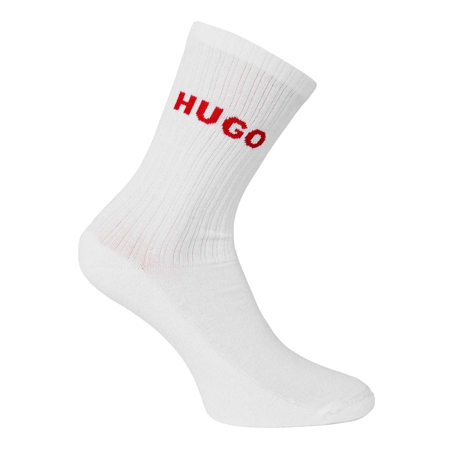 White - Front - Hugo Unisex Adult Embroidered Logo Crew Socks