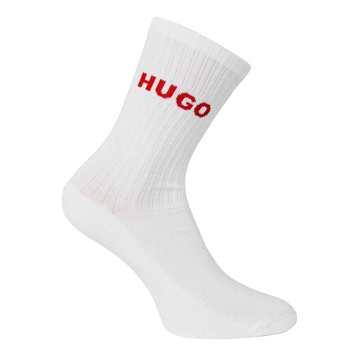 White - Front - Hugo Unisex Adult Embroidered Logo Crew Socks
