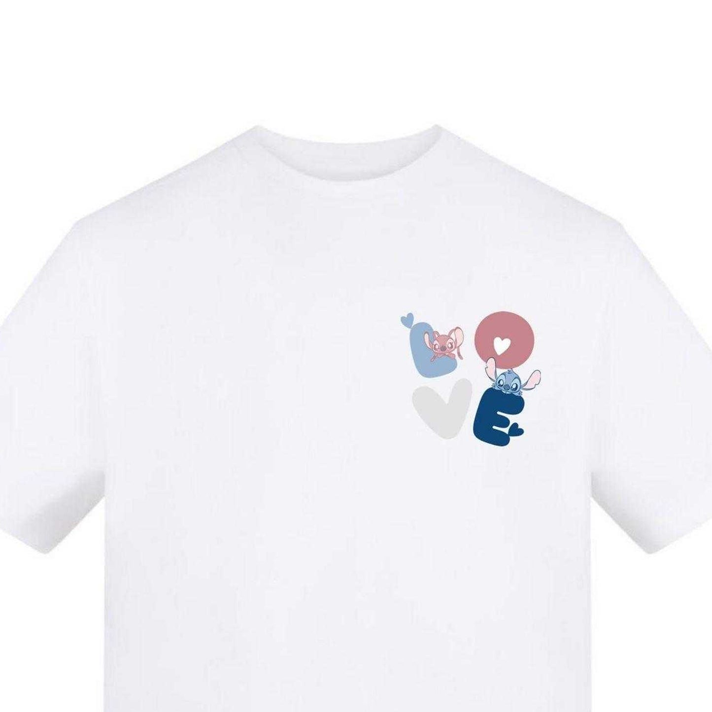 White - Side - Lilo & Stitch Unisex Adult Love Valentine`s Day T-Shirt