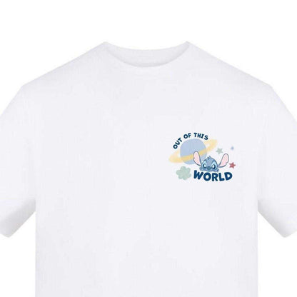 White - Side - Lilo & Stitch Unisex Adult Out Of This World Valentine`s Day T-Shirt
