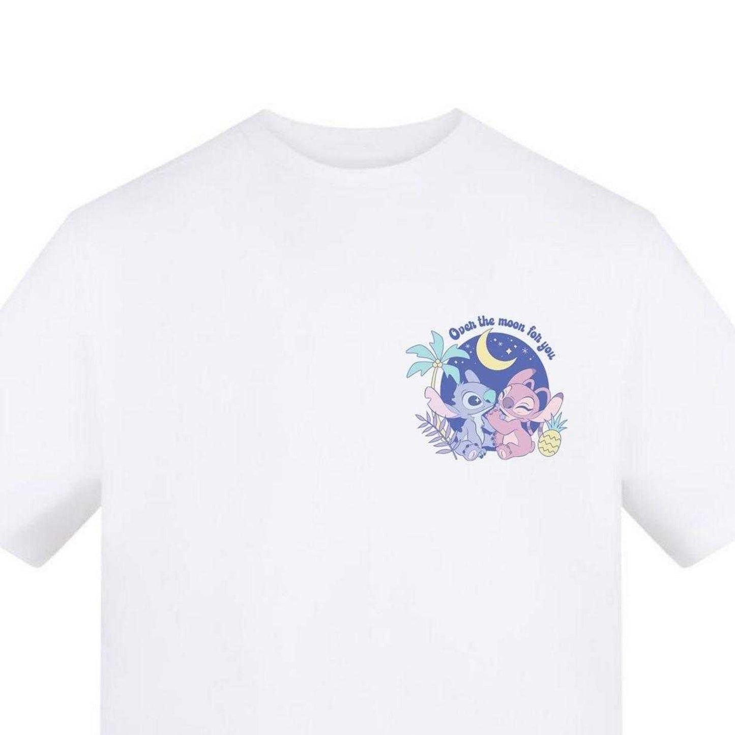 White - Side - Lilo & Stitch Unisex Adult Over The Moon For You Valentine`s Day T-Shirt