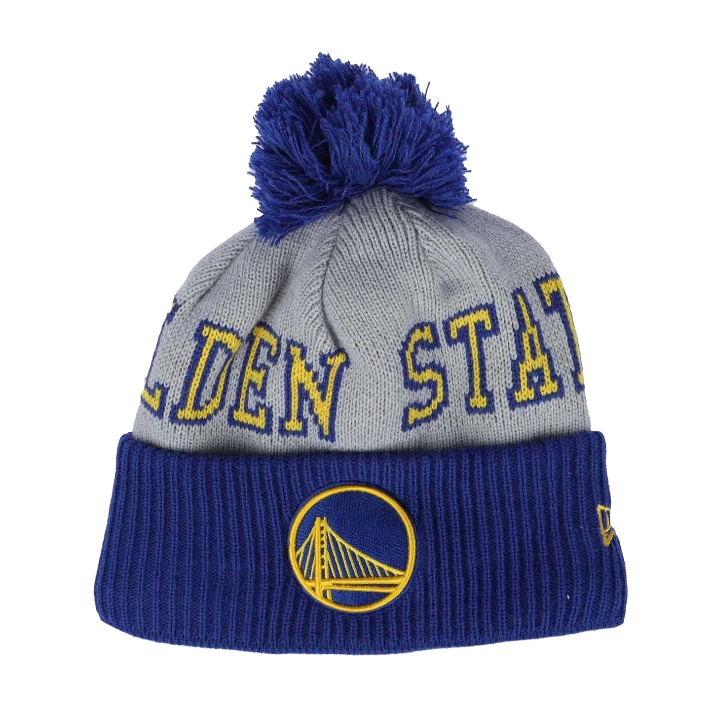 Blue-Grey-Yellow - Front - New Era Mens NBA Tip Off 2013 Golden State Warriors Knitted Bobble Beanie