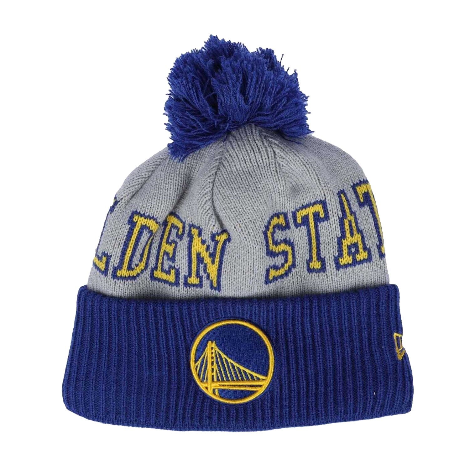 Blue-Grey-Yellow - Front - New Era Mens NBA Tip Off 2013 Golden State Warriors Knitted Bobble Beanie