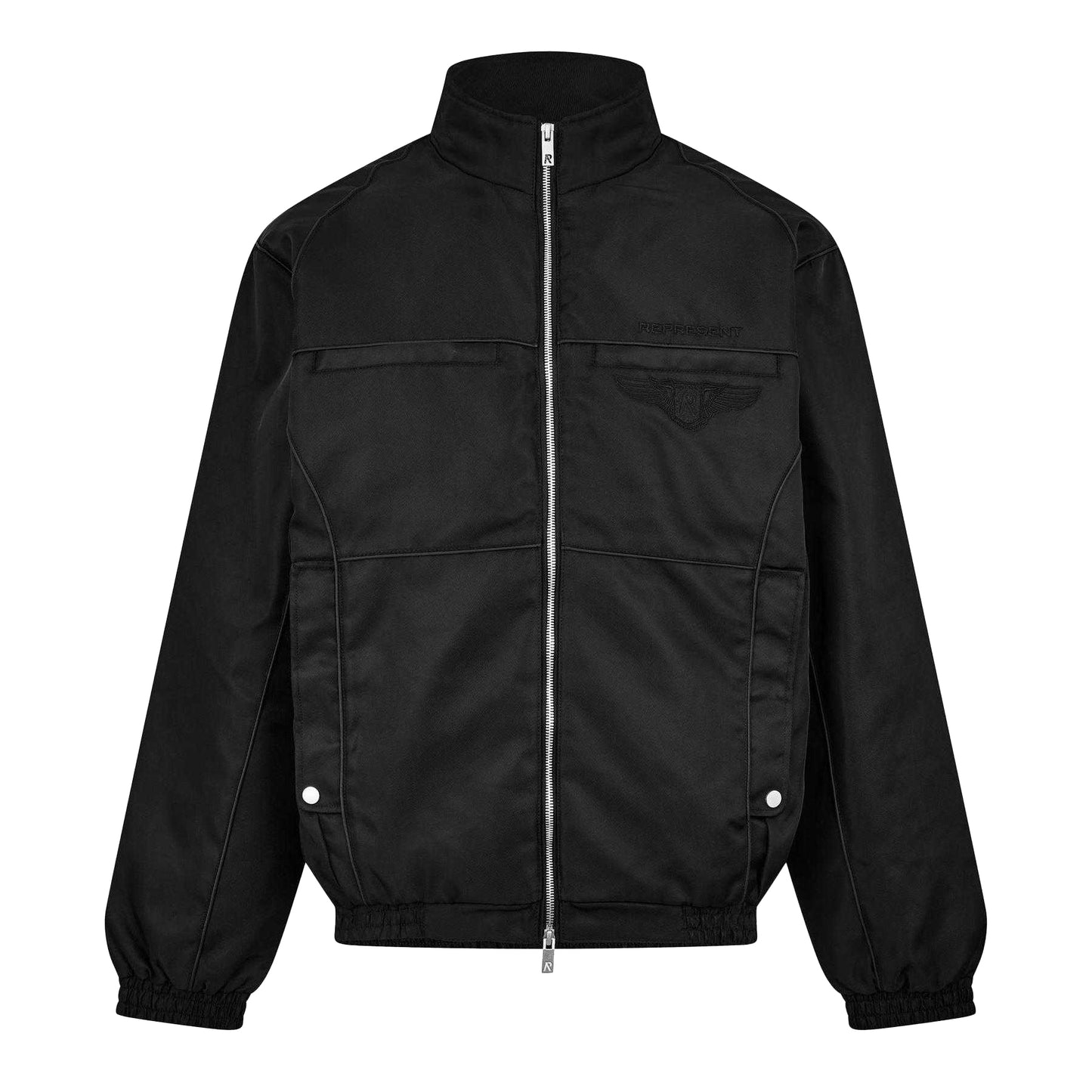 Black - Front - Represent Mens Ribbed Collar Bomber Jacket