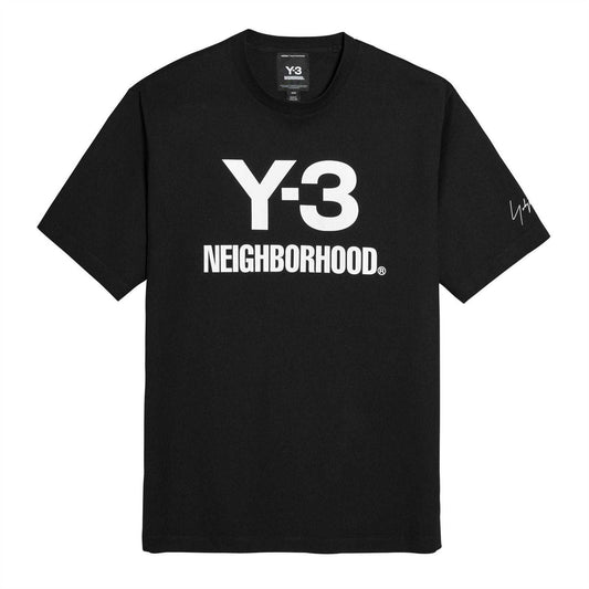 Black - Front - Y-3 Mens Neighborhood Logo T-Shirt