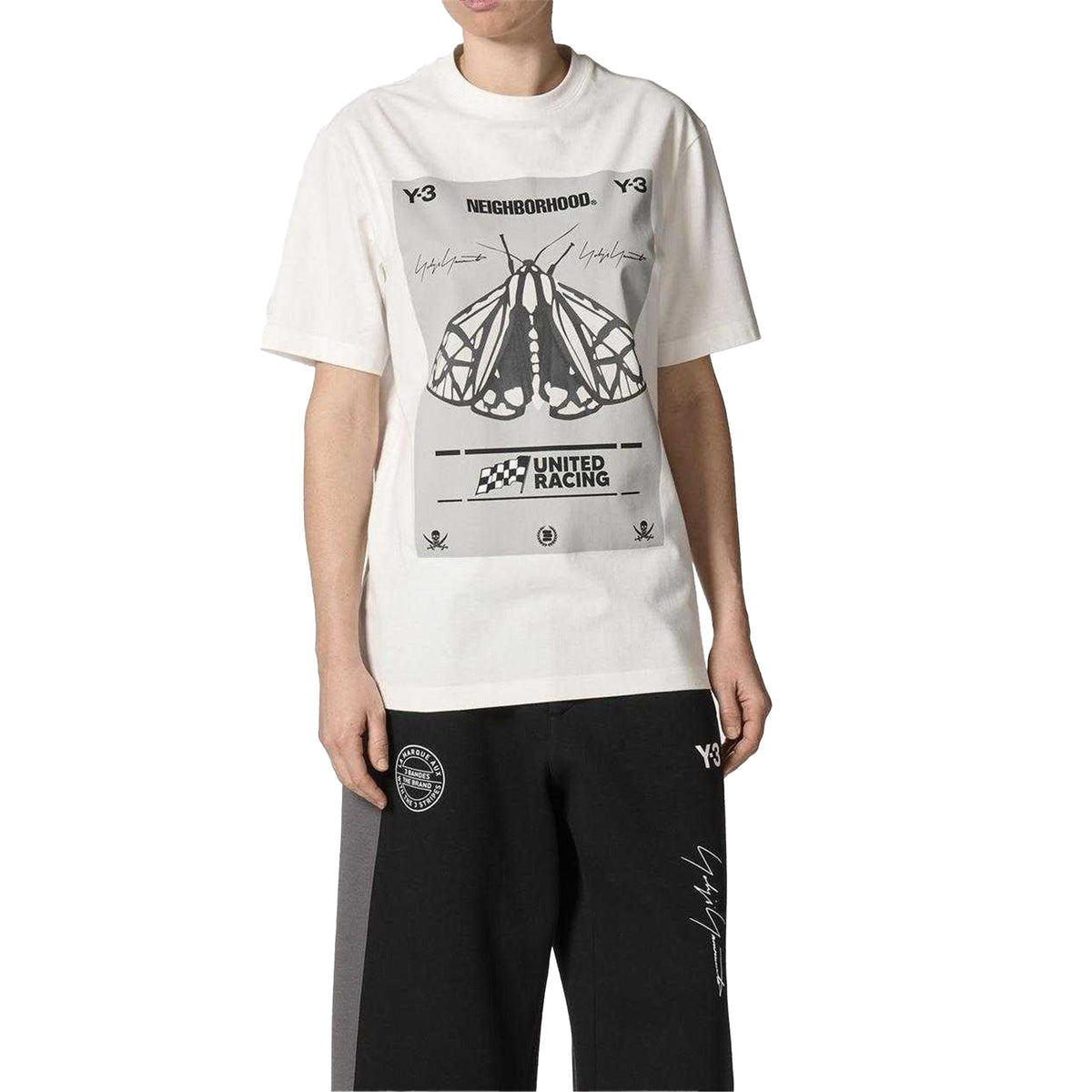 White - Side - Y-3 Mens Neighborhood Moth T-Shirt