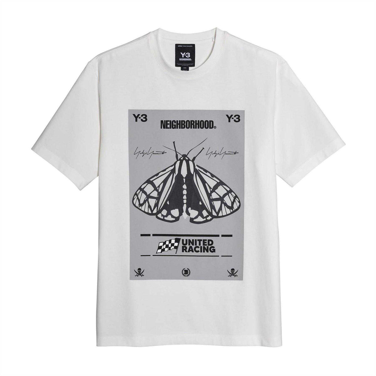 White - Front - Y-3 Mens Neighborhood Moth T-Shirt