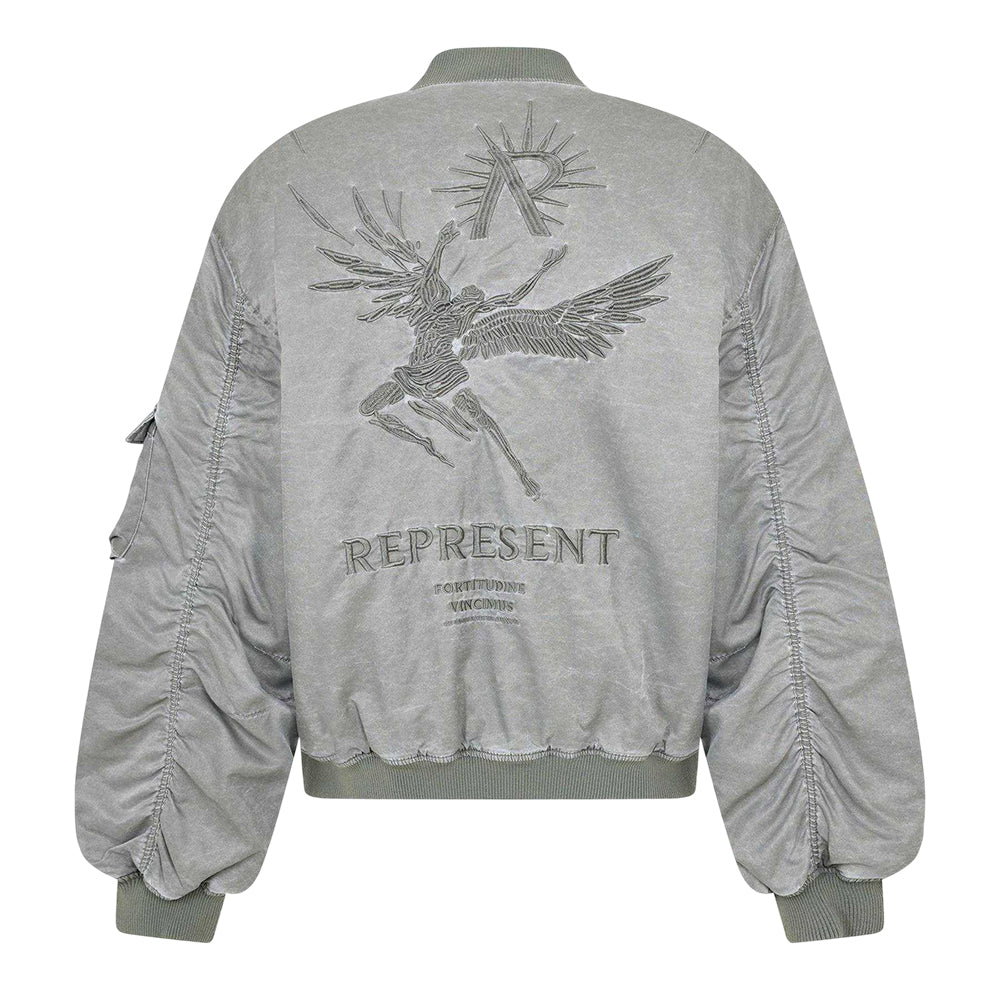 Khaki Green - Back - Represent Mens Water Resistant Tailored Bomber Jacket
