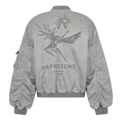 Khaki Green - Back - Represent Mens Water Resistant Tailored Bomber Jacket