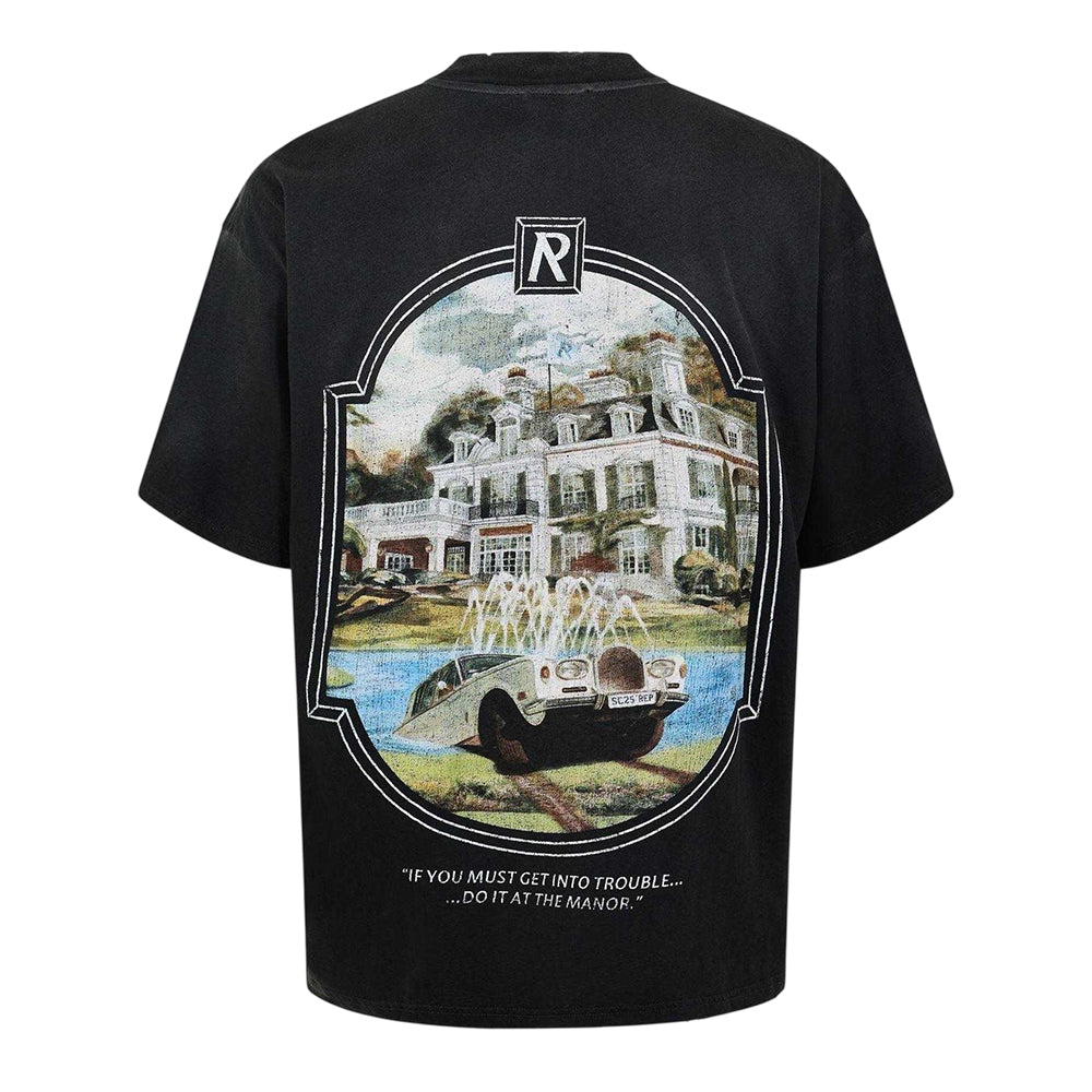 Black - Back - Represent Mens Revere Manor Hemp Oversized Short-Sleeved T-Shirt