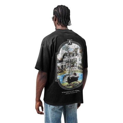 Black - Lifestyle - Represent Mens Revere Manor Hemp Oversized Short-Sleeved T-Shirt