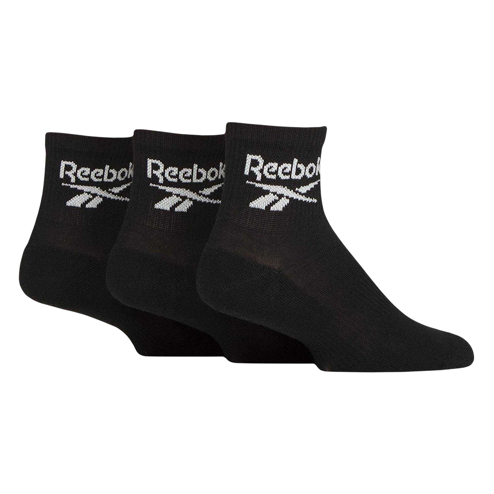 Black - Front - Reebok Unisex Adult Ankle Length Ankle Socks (Pack of 3)