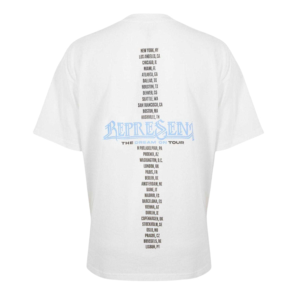 White - Back - Represent Mens Golden Tour Oversized T-Shirt