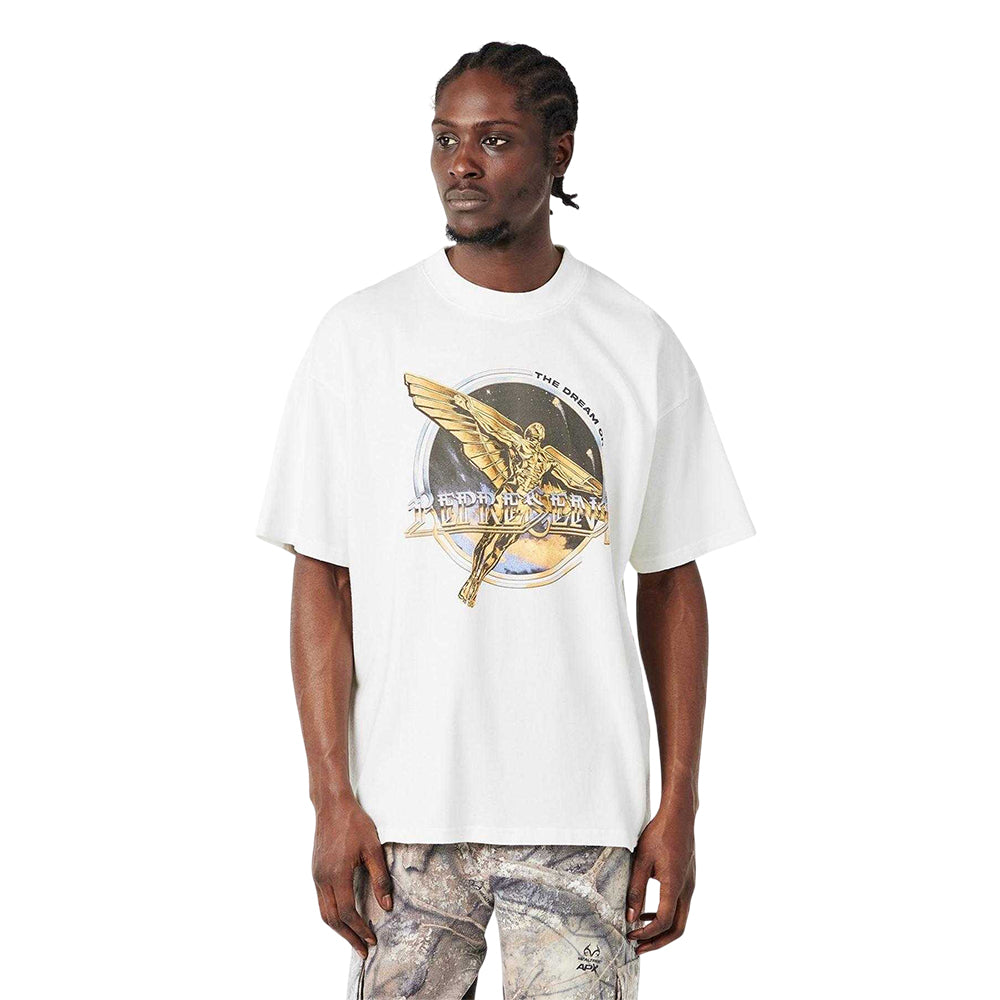 White - Side - Represent Mens Golden Tour Oversized T-Shirt