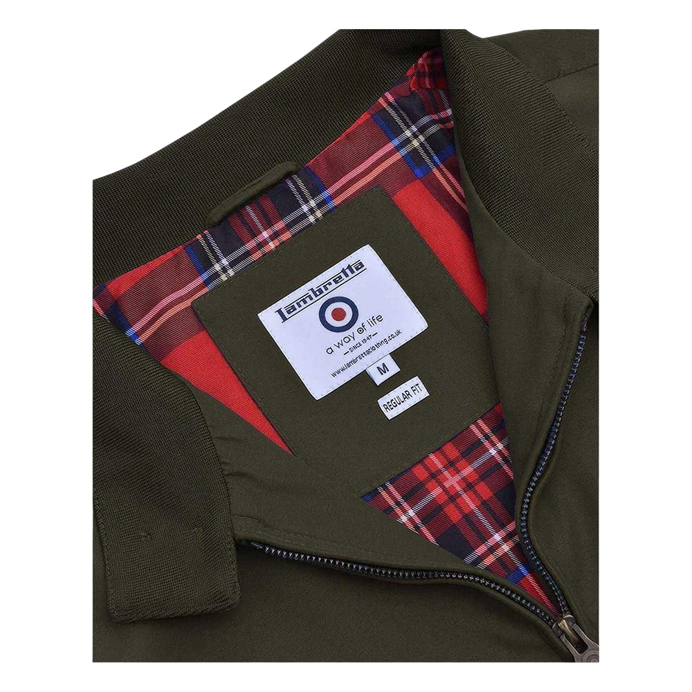 Green - Side - Lambretta Mens Embroidered Logo Shower Resistant Bomber Jacket