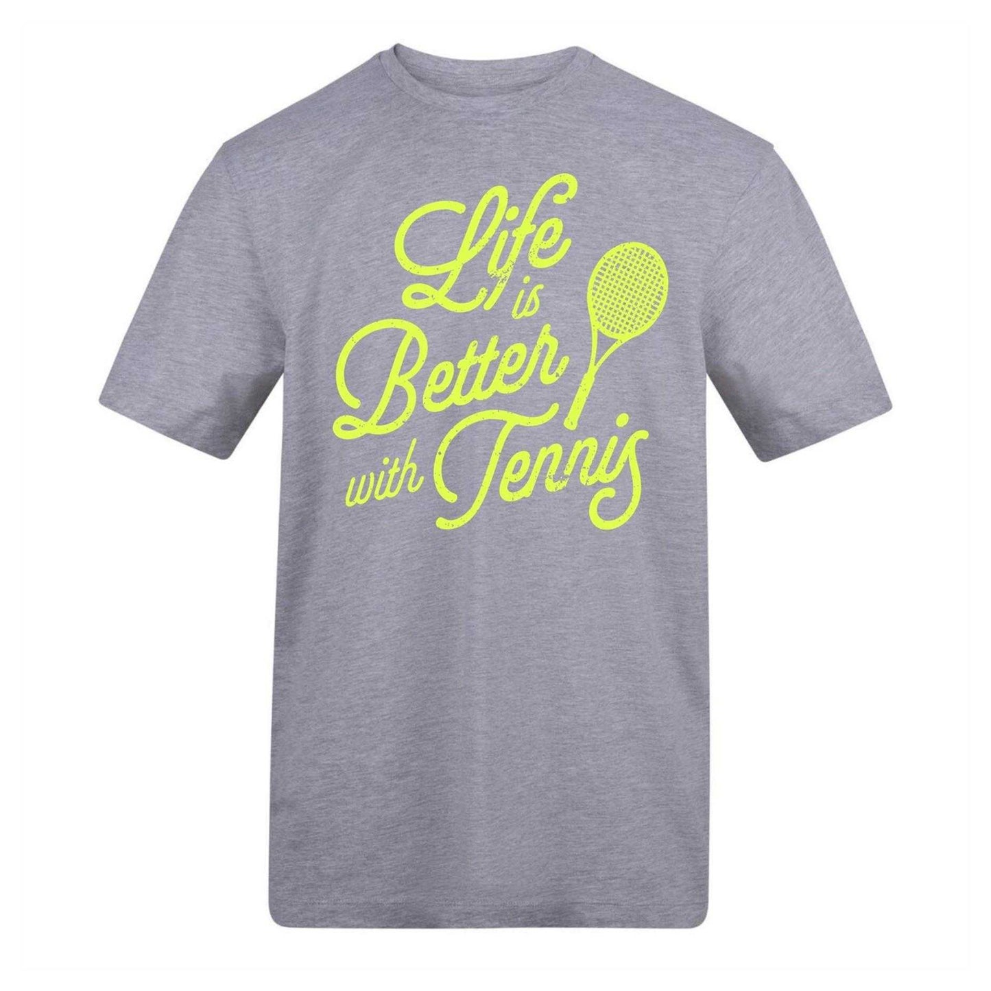 Grey - Front - AWD Unisex Adult Life Is Better With Tennis T-Shirt