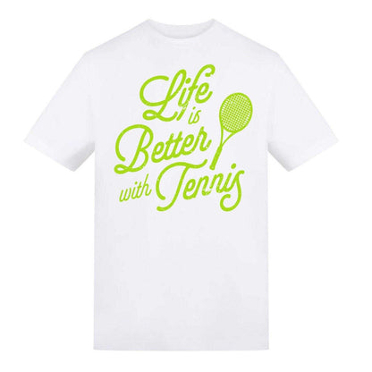 White - Front - AWD Unisex Adult Life Is Better With Tennis T-Shirt