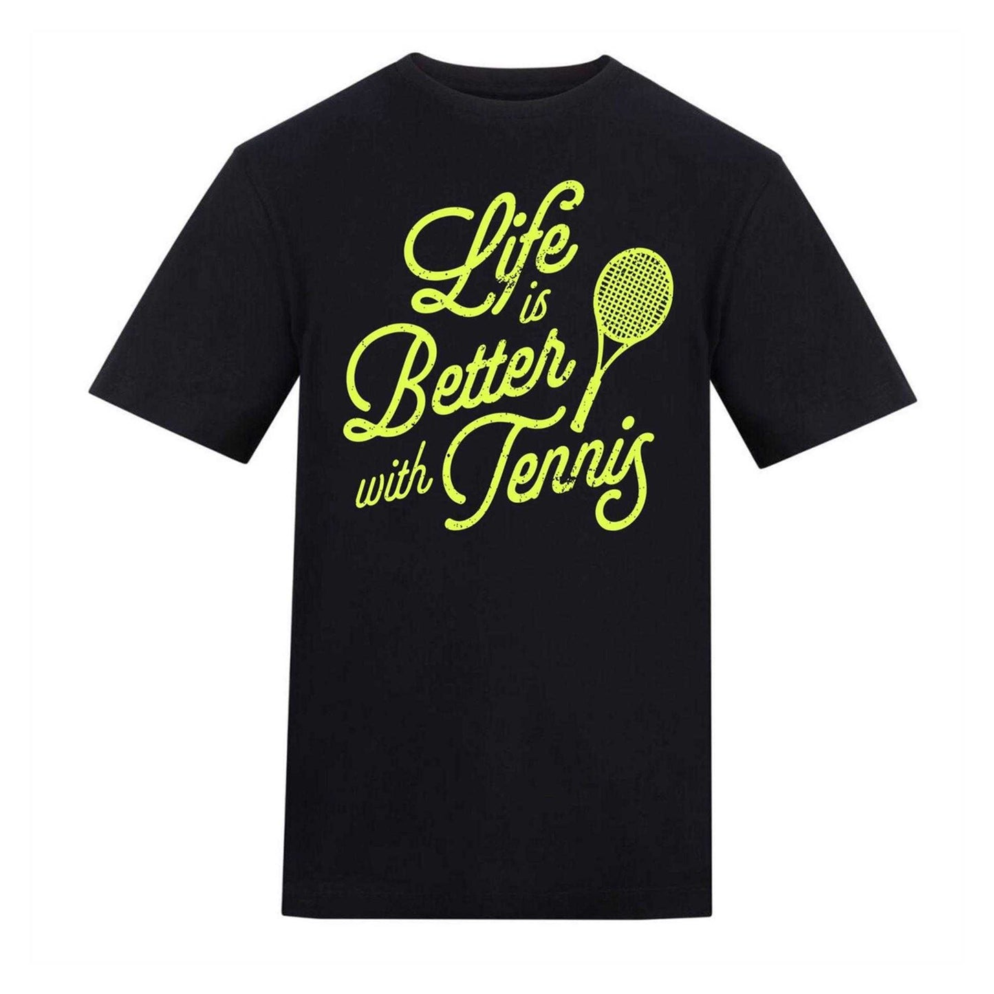 Black - Front - AWD Unisex Adult Life Is Better With Tennis T-Shirt