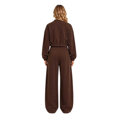 Chocolate - Back - I Saw It First Womens-Ladies Fleece Full Zip Relaxed Fit Bomber Jacket