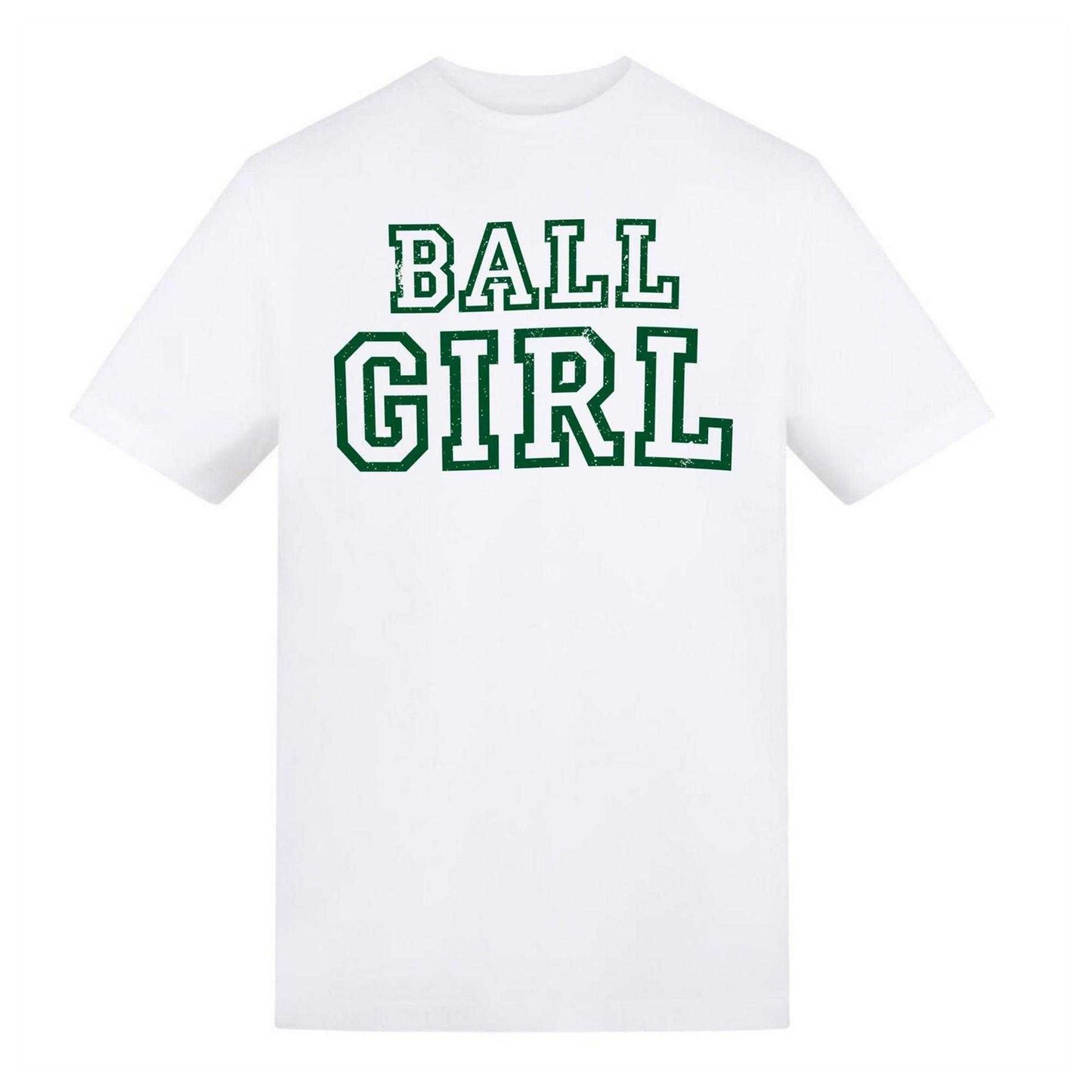 White - Front - AWD Unisex Adult Ball Girl Tennis T-Shirt