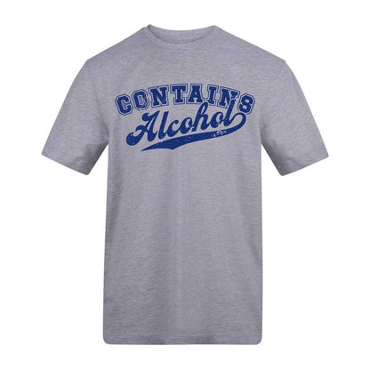 Grey - Front - AWD Unisex Adult Contains Alcohol T-Shirt