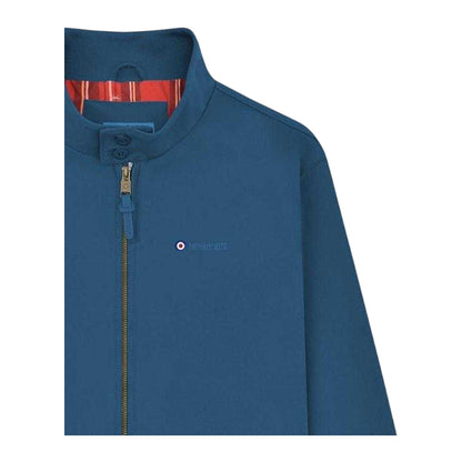 Dark Blue - Side - Lambretta Mens Ribbed Cuff Harrington Jacket