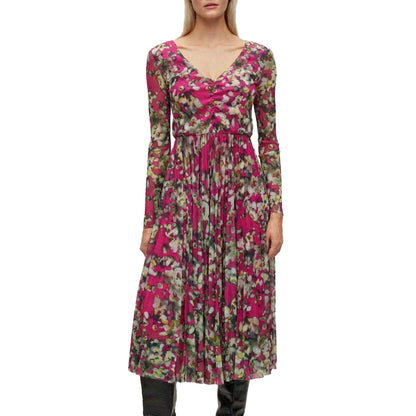 Pink - Side - Boss Womens-Ladies Erlissi All-Over Print Midi Dress